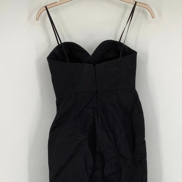 Carolina Herrera Size 2 Black Sweetheart Silk Ruffle Cocktail Dress Italy G1-1 - Picture 6 of 9